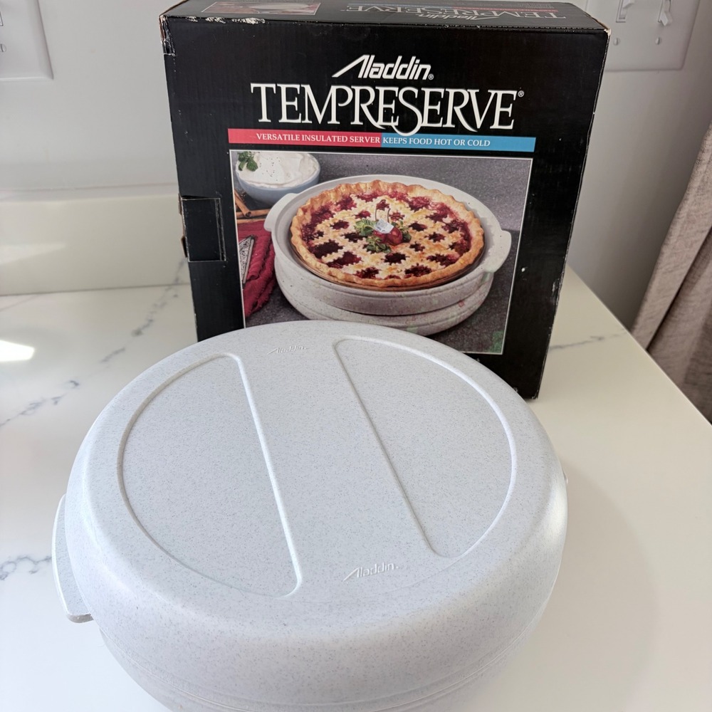 Aladdin Tempreserve Insulated Food Server Carrier Gray Speckled 9 Inch Pie Plate